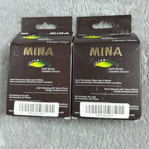 Mina ibrow Henna Dark Brown Kit 2 Boxes New Semi Permanent Vegan Cruelty Free